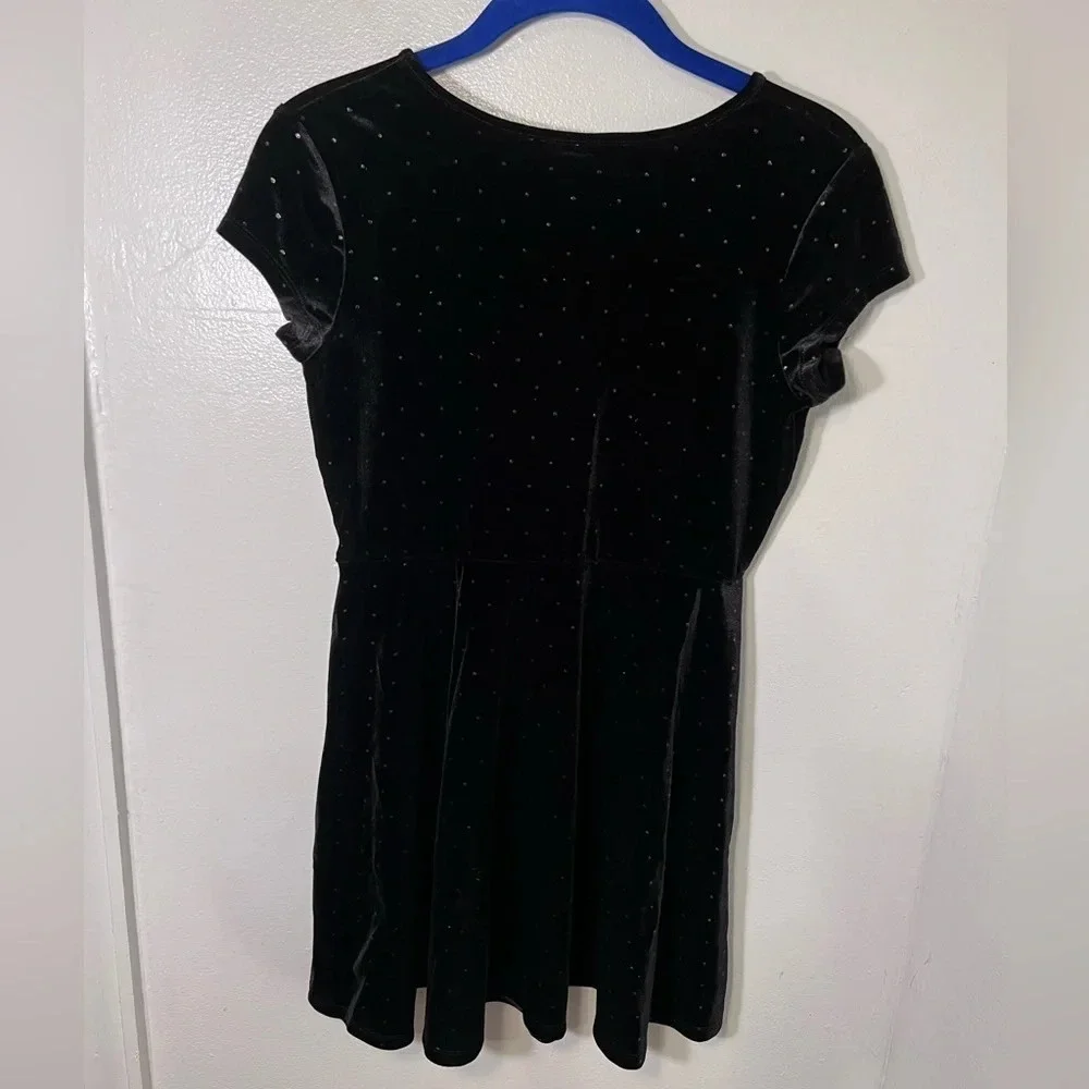Children’s place XL,short sleeve pullover party dress black velvet gold sparkles